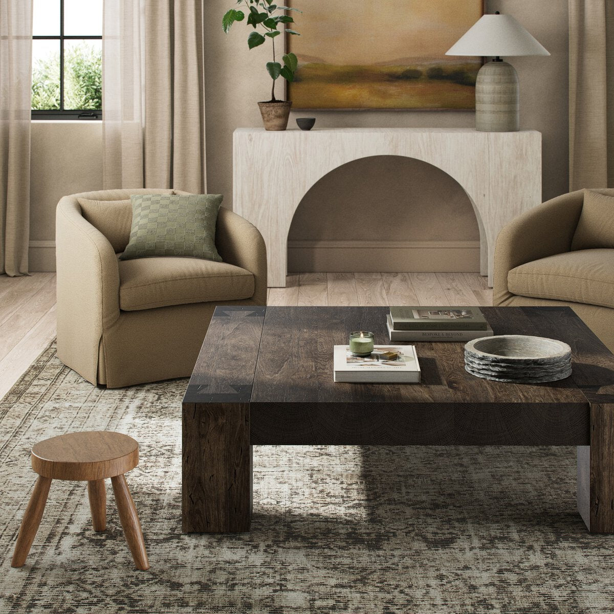 Redwood 55" Square Coffee Table