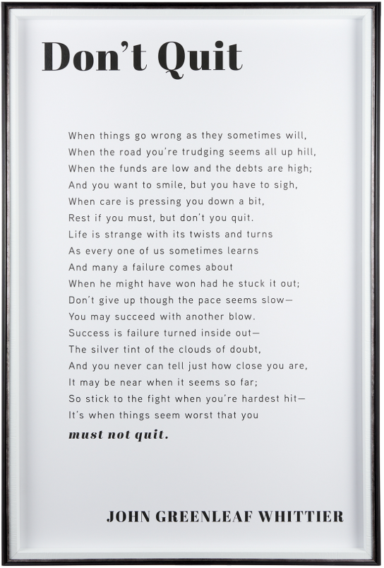 Don't Quit Print (Black Frame w/ Gold Accent)