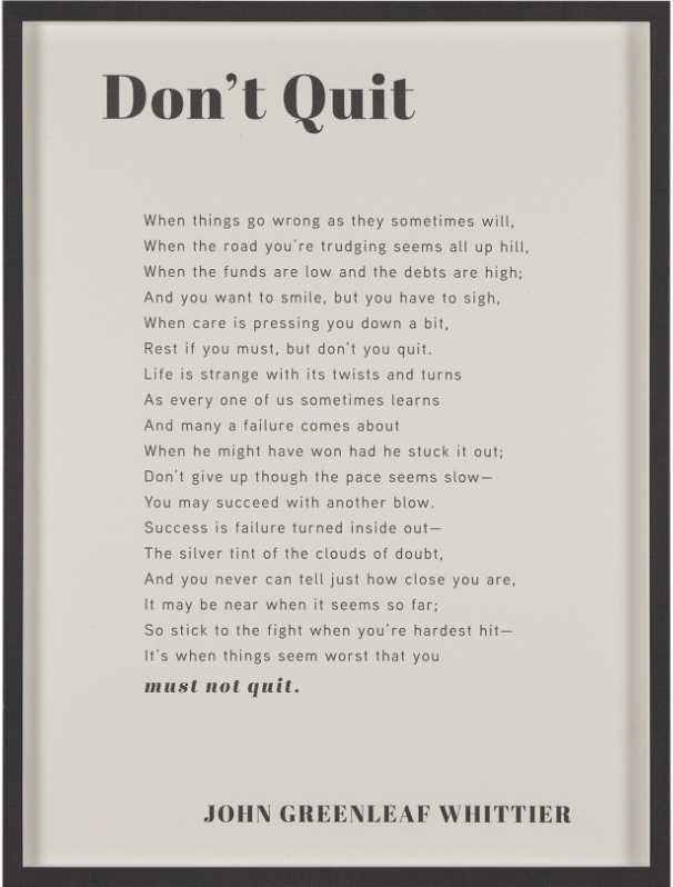 Don't Quit Print (Simple Black Frame)