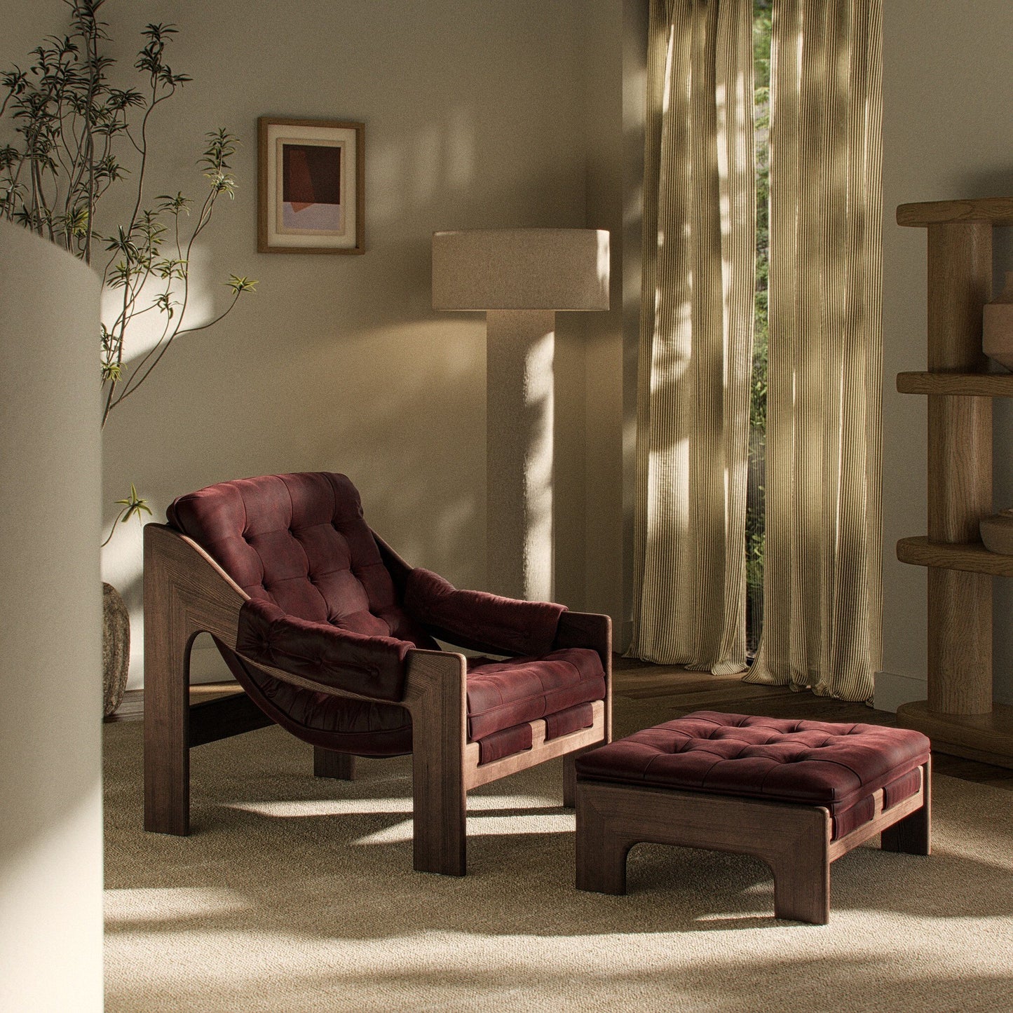 Halston Chair With Ottoman