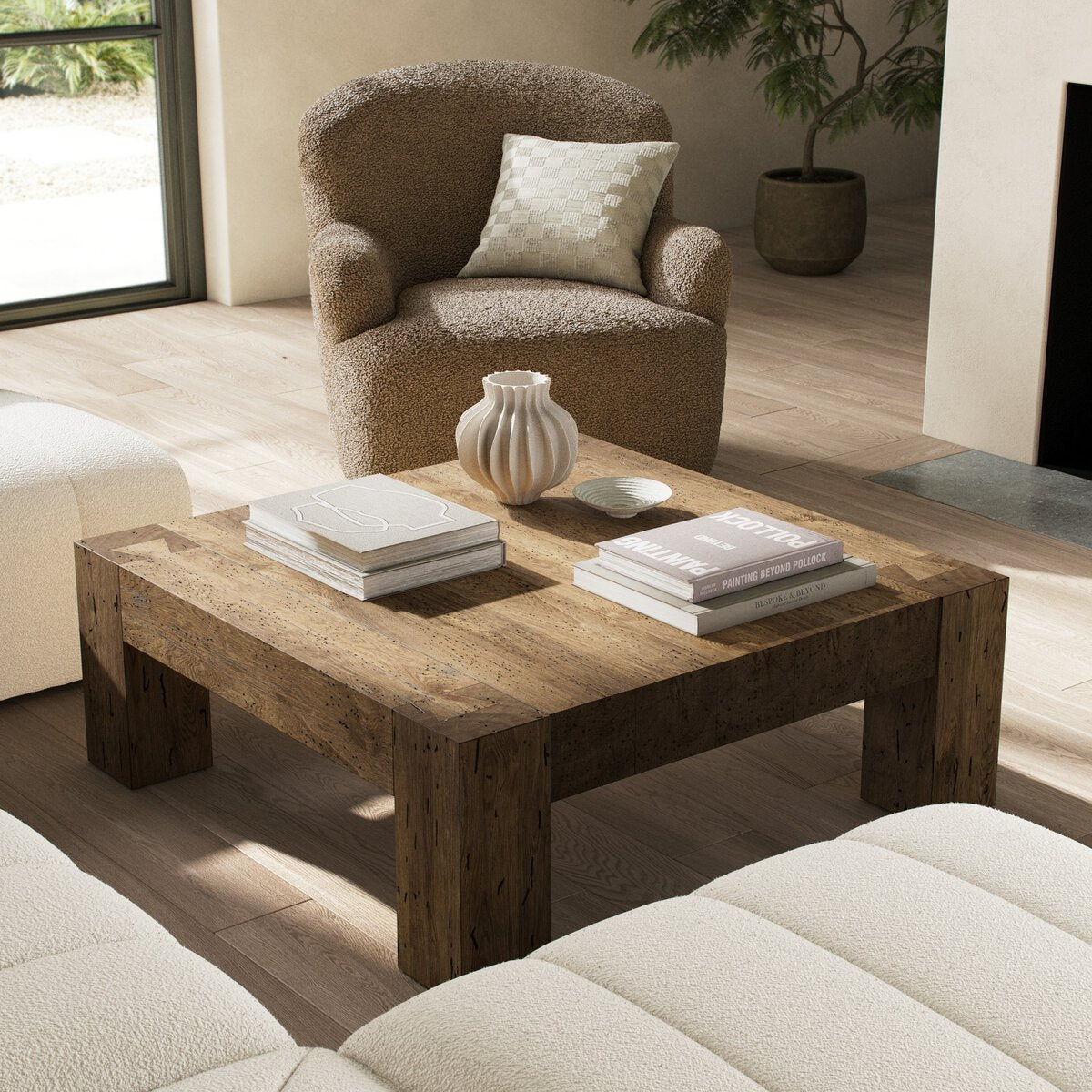 Redwood 40" Square Coffee Table