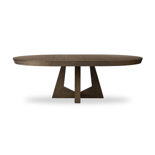 Zelda Fawn Oak Veneer Round Extension Dining Table