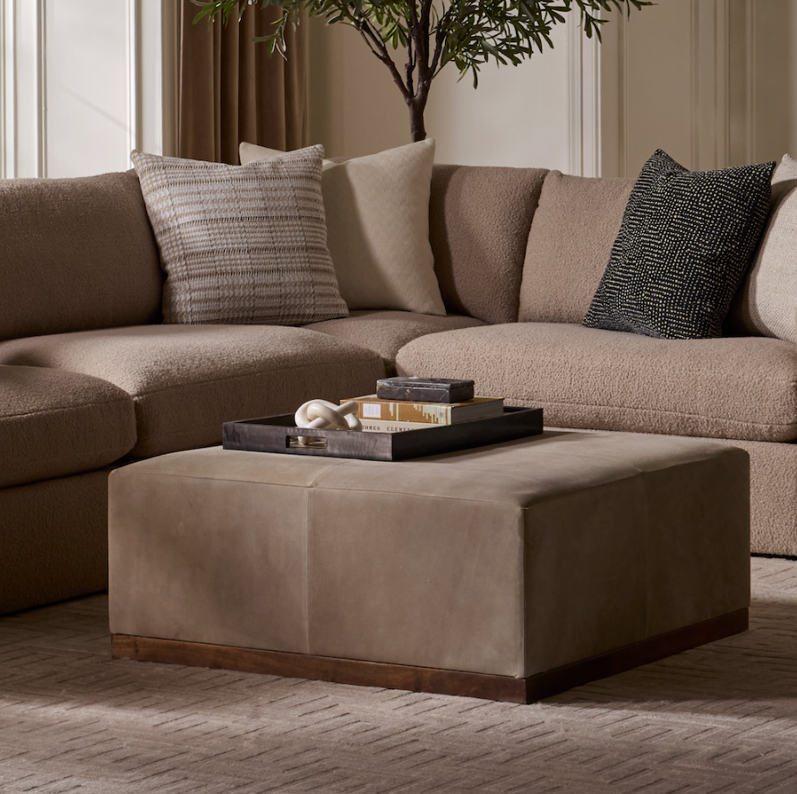 Foxmere Leather Ottoman
